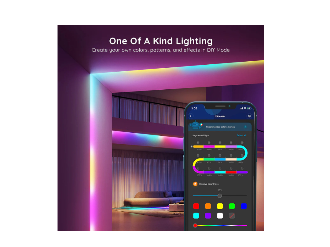 Govee RGBIC Basic Wi-Fi + Bluetooth LED Strip Lights - 10m (Single Roll) Govee RGBIC Basic Wi-Fi + Bluetooth LED Strip Lights - 10m (Single Roll)